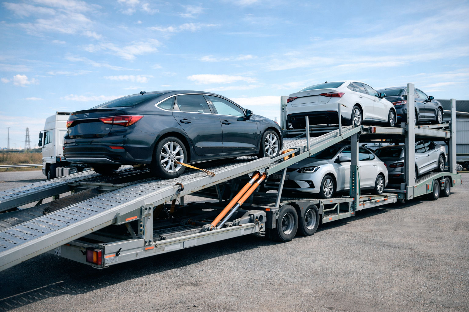 Загрузка легковых автомобилей на автовоз